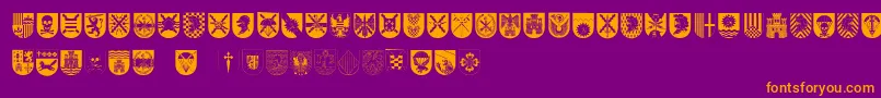 Saiba mais sobre a fonte SpanishArmyShields Fonte SpanishArmyShields – fontes laranjas em um fundo violeta