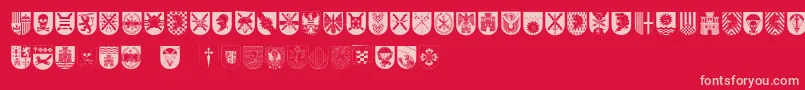 SpanishArmyShields Font – Pink Fonts on Red Background