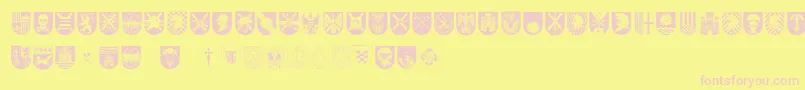 フォントSpanishArmyShields – ピンクのフォント、黄色の背景