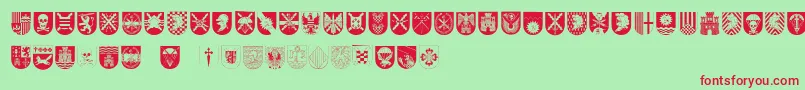 SpanishArmyShields Font – Red Fonts on Green Background