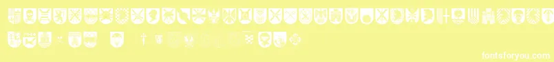 Подробнее о шрифте SpanishArmyShields Шрифт SpanishArmyShields – белые шрифты на жёлтом фоне