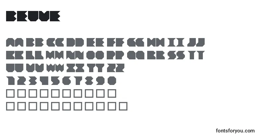 Schriftart Beuve – Alphabet, Zahlen, spezielle Symbole