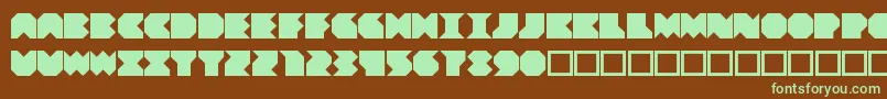 フォントBeuve – 緑色の文字が茶色の背景にあります。