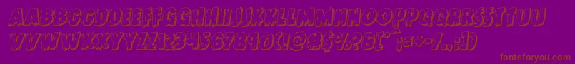 Doktermonstro3Drotal-Schriftart – Braune Schriften auf violettem Hintergrund