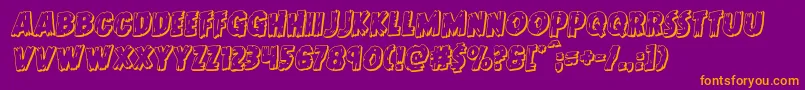 Doktermonstro3Drotal-Schriftart – Orangefarbene Schriften auf violettem Hintergrund