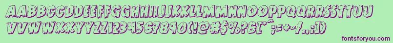 Doktermonstro3Drotal-Schriftart – Violette Schriften auf grünem Hintergrund