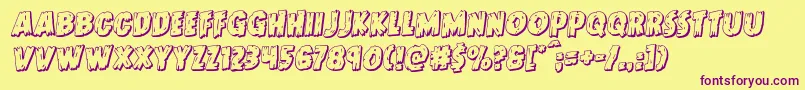 Doktermonstro3Drotal-Schriftart – Violette Schriften auf gelbem Hintergrund