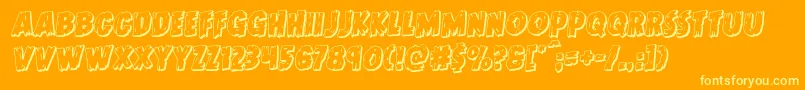 Doktermonstro3Drotal-Schriftart – Gelbe Schriften auf orangefarbenem Hintergrund