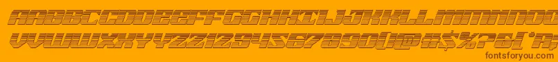 21gunsalutechromeital-Schriftart – Braune Schriften auf orangefarbenem Hintergrund