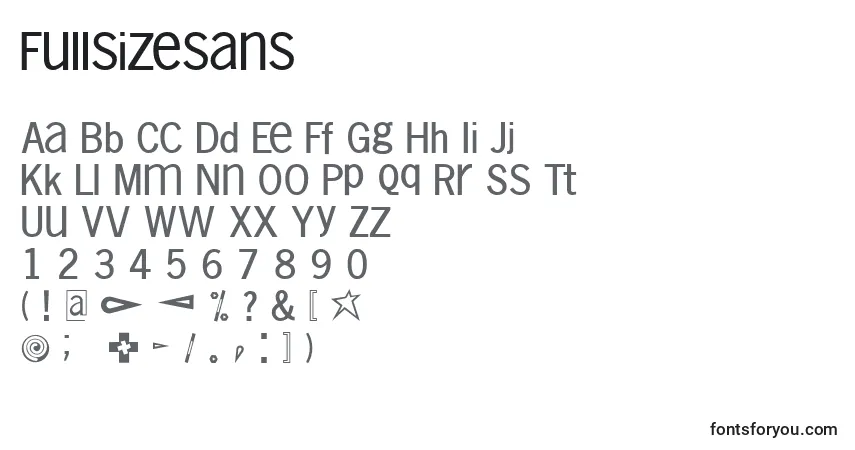 A fonte Fullsizesans – alfabeto, números, caracteres especiais
