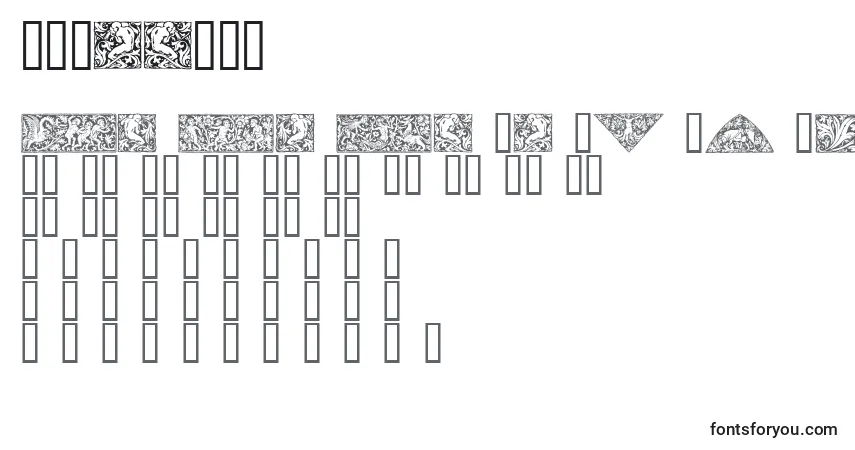 Czcionka Woodcut1 – alfabet, cyfry, specjalne znaki