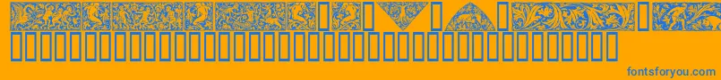 Fonte Woodcut1 – fontes azuis em um fundo laranja