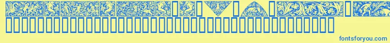 Woodcut1 Font – Blue Fonts on Yellow Background