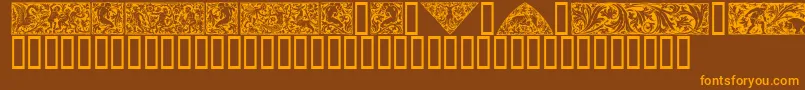 Woodcut1 Font – Orange Fonts on Brown Background