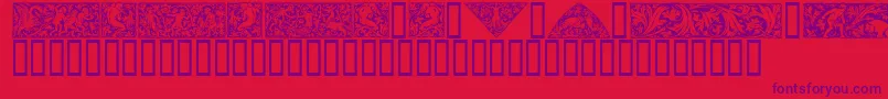 Woodcut1-Schriftart – Violette Schriften auf rotem Hintergrund
