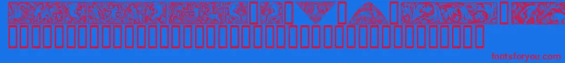 Woodcut1 Font – Red Fonts on Blue Background