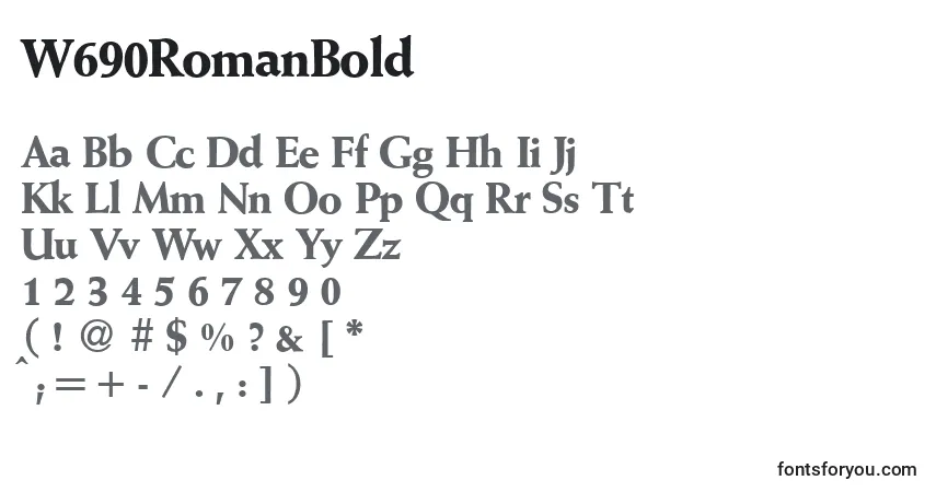Шрифт W690RomanBold – алфавит, цифры, специальные символы