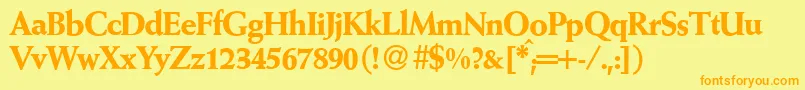 W690RomanBold Font – Orange Fonts on Yellow Background