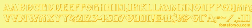 フォントEternalknight3D – オレンジの文字が黄色の背景にあります。