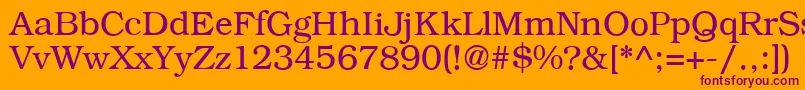 B791RomanRegular-fontti – violetit fontit oranssilla taustalla