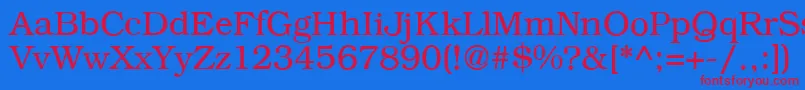 フォントB791RomanRegular – 赤い文字の青い背景