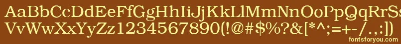B791RomanRegular-fontti – keltaiset fontit ruskealla taustalla