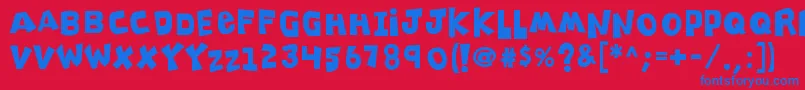 K26clippitysnippity Font – Blue Fonts on Red Background