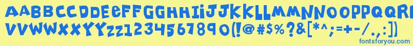 K26clippitysnippity Font – Blue Fonts on Yellow Background