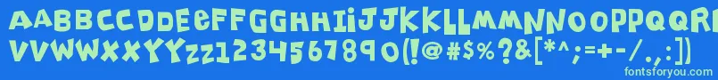 K26clippitysnippity Font – Green Fonts on Blue Background