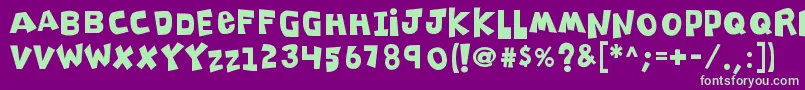 K26clippitysnippity Font – Green Fonts on Purple Background