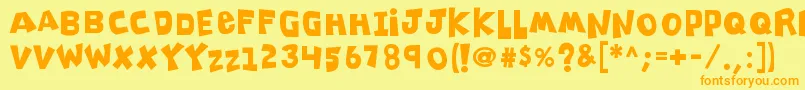 K26clippitysnippity Font – Orange Fonts on Yellow Background