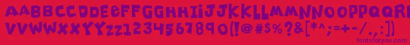 K26clippitysnippity Font – Purple Fonts on Red Background
