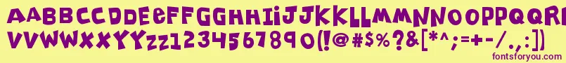 K26clippitysnippity Font – Purple Fonts on Yellow Background