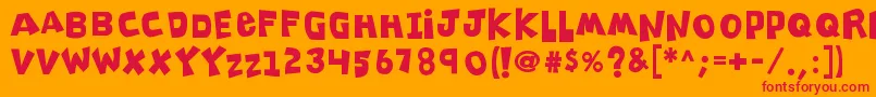 K26clippitysnippity Font – Red Fonts on Orange Background