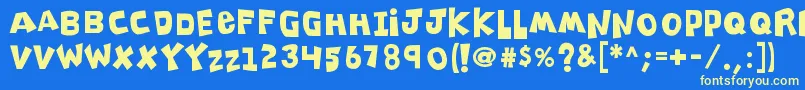 K26clippitysnippity Font – Yellow Fonts on Blue Background