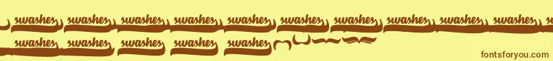 VelvetHeartSwashes Font – Brown Fonts on Yellow Background