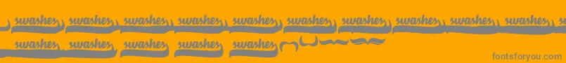 Fonte VelvetHeartSwashes – fontes cinzas em um fundo laranja