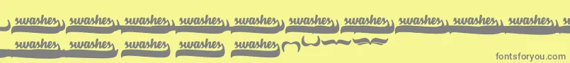 Fonte VelvetHeartSwashes – fontes cinzas em um fundo amarelo