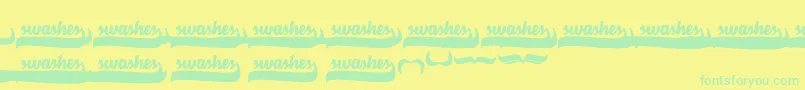 VelvetHeartSwashes Font – Green Fonts on Yellow Background