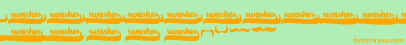 Fonte VelvetHeartSwashes – fontes laranjas em um fundo verde