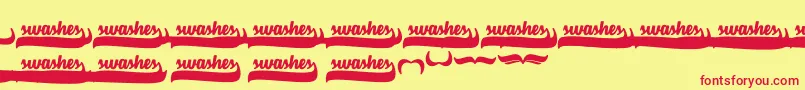 Fonte VelvetHeartSwashes – fontes vermelhas em um fundo amarelo