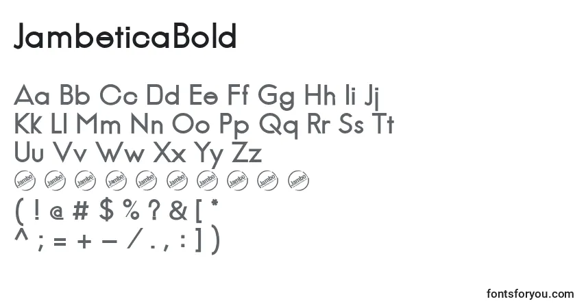 A fonte JambeticaBold – alfabeto, números, caracteres especiais