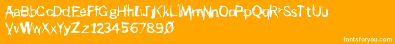 Punker-Schriftart – Weiße Schriften auf orangefarbenem Hintergrund