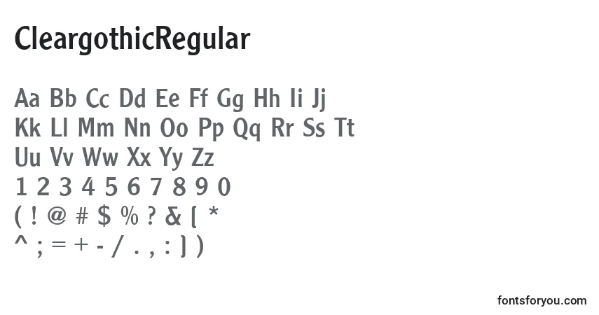 CleargothicRegular-fontti – aakkoset, numerot, erikoismerkit