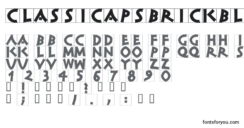 Classicapsbrickblack-fontti – aakkoset, numerot, erikoismerkit