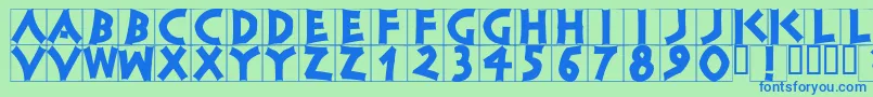 Classicapsbrickblack-fontti – siniset fontit vihreällä taustalla