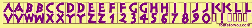 Classicapsbrickblack-fontti – violetit fontit keltaisella taustalla