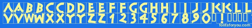 Classicapsbrickblack-fontti – keltaiset fontit sinisellä taustalla