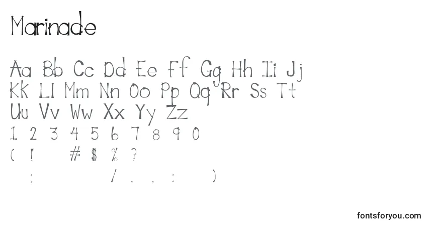 Schriftart Marinade – Alphabet, Zahlen, spezielle Symbole