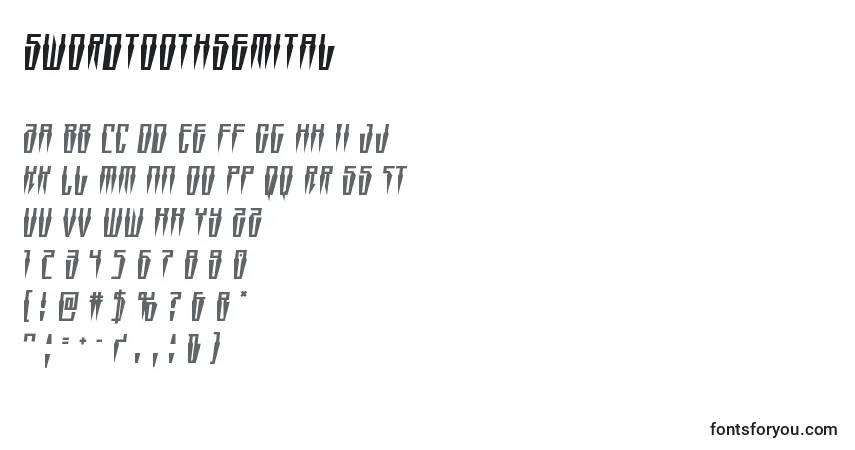 Czcionka Swordtoothsemital – alfabet, cyfry, specjalne znaki